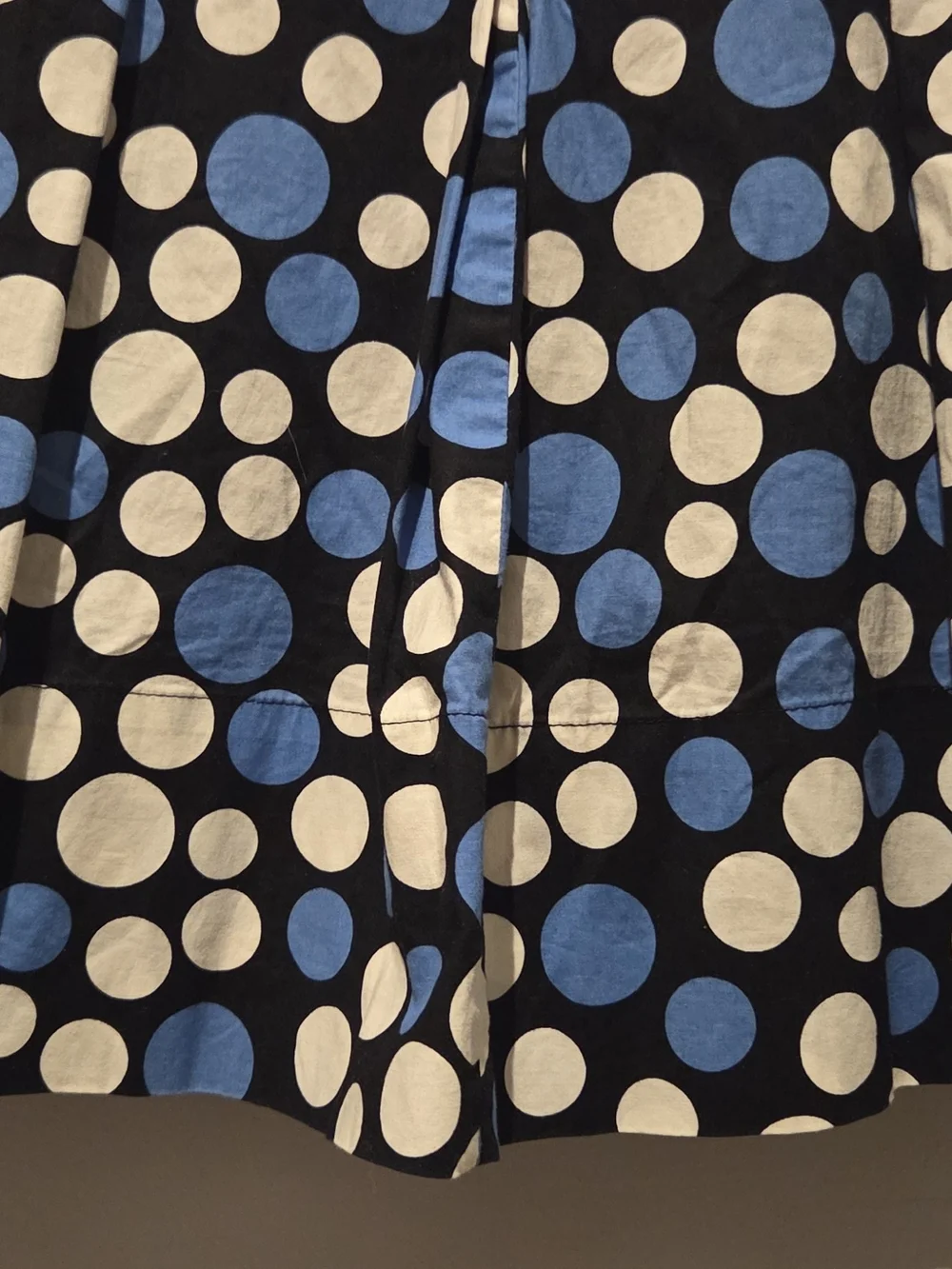 Ellen Tracy Polka Dot Pleated A-Line Skirt Blue White Black Size 2  EUC